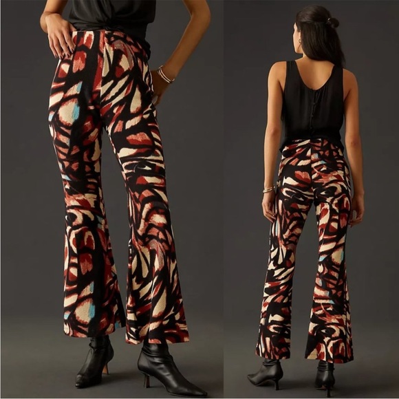 Anthropologie Pants - by Anthropologie Joni Flare Abstract Elastic Waist Pants